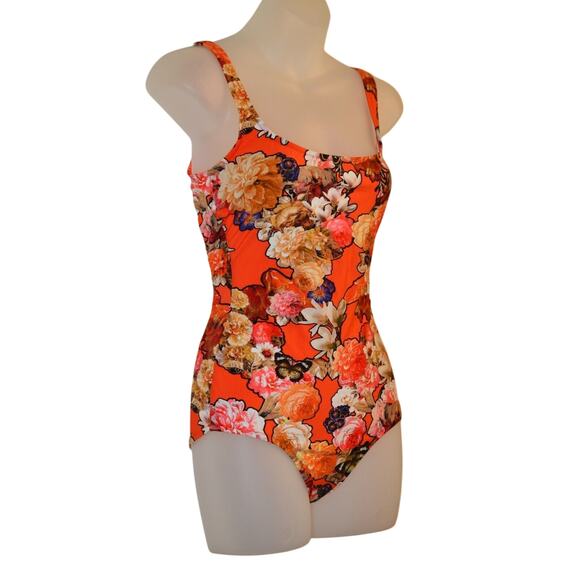 Givenchy NWT 36 One-Piece Bathing Suit Red Floral Butterfly Designer Swimwear - Picture 6 of 12
